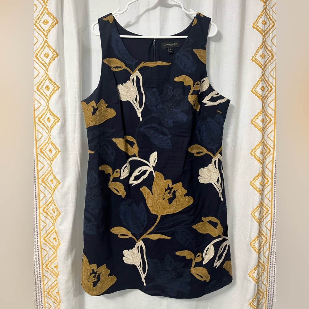 Banana Republic Navy and Gold Floral Mini Dress